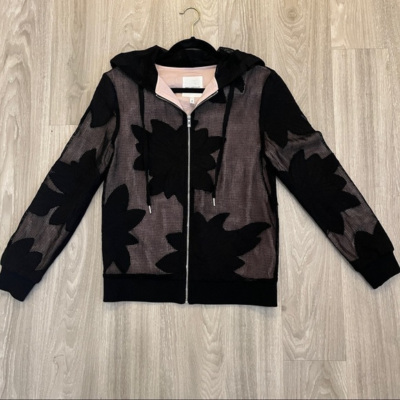 Avec Les Filles Lace Embroidered Zip Hoodie XS - Picture 2 of 10